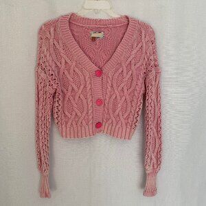 Anthropologie PILCRO Cable Knit Cropped Cardigan Sweater